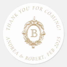 Monografisches Wappen-Hochzeitstil aus antiken Gol Runder Aufkleber