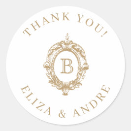 Monografisches Wappen-Hochzeitstil aus antiken Gol Runder Aufkleber