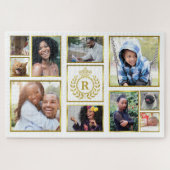 Monogram 10 Foto Collage Gold Laurel Royal Crown Puzzle (Horizontal)