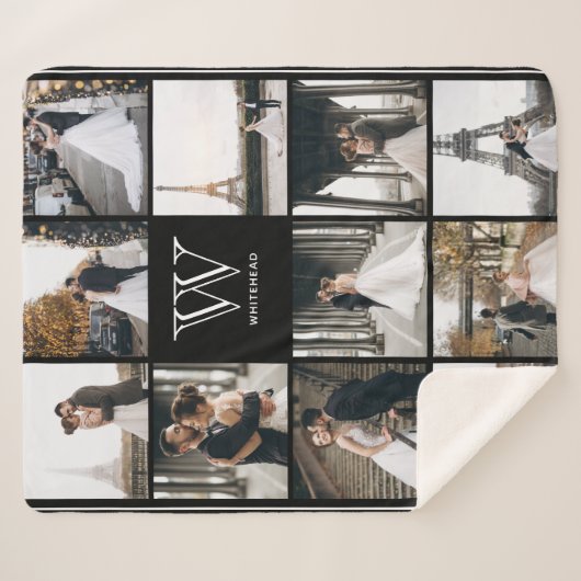 Monogram 11 Square Foto Schwarz Sherpadecke (Vorderseite (Horizontal))