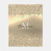 Monogram 14K Gold Dripping Glitzer Metallic Plush Fleecedecke (Vorderseite)