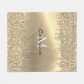 Monogram 14K Gold Dripping Glitzer Metallic Plush Fleecedecke (Vorderseite (Horizontal))