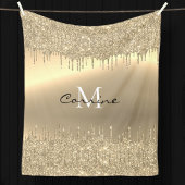 Monogram 14K Gold Dripping Glitzer Metallic Plush Fleecedecke