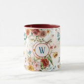 Monogram 1600s Wasserfarbe Florals 11 oz. Kombinat Tasse (Zentrum)