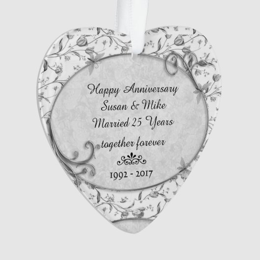 Monogram 25. Wedding Anniversar Keepake Ornament (Vorderseite)
