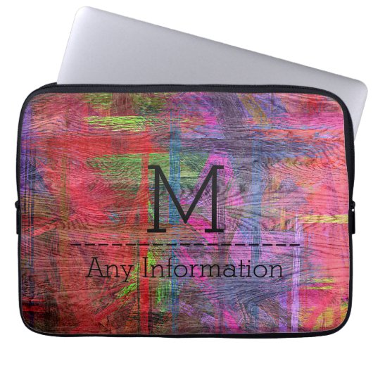 Monogram #2, farbiges Holzkörnchen Laptopschutzhülle (Vorderseite)