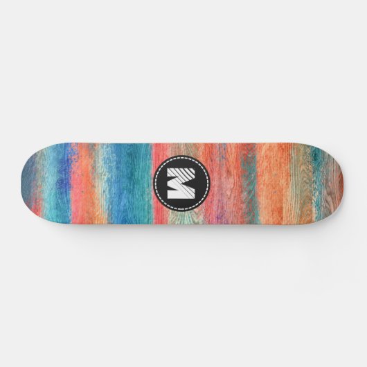 Monogram #2, farbiges Holzkörnchen Skateboard (Horizontal)