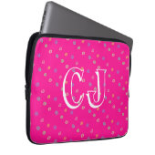 Monogram 2 Initials Hot Pink Polka Dots Laptopschutzhülle (Vorne Rechts)