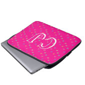 Monogram 2 Initials Hot Pink Polka Dots Laptopschutzhülle (Vorne Knopf)