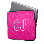 Monogram 2 Initials Hot Pink Polka Dots Laptopschutzhülle (Vorderseite Links)