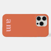 Monogram 2 Initials Pink & Red Minimalist iPhone Hülle (Rückseite (Horizontal))