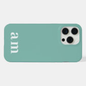 Monogram 2 Initials Teal Blue Minimalist iPhone Hülle (Rückseite (Horizontal))