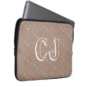Monogram 2 Initials Trendy Beige Dots Pattern Laptopschutzhülle (Vorne Rechts)