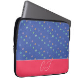 Monogram 2 Initials Trendy Blue Pattern Laptopschutzhülle (Vorne Rechts)