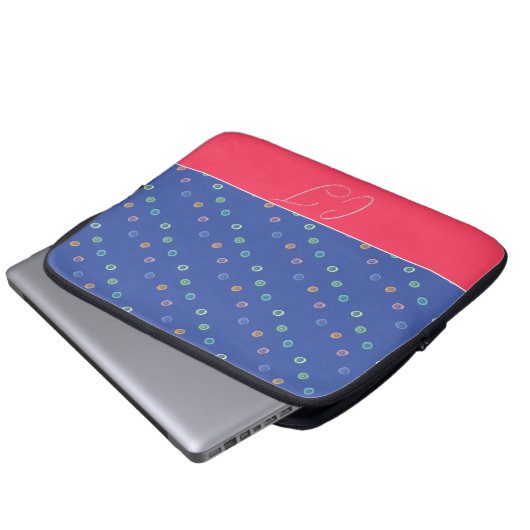 Monogram 2 Initials Trendy Blue Pattern Laptopschutzhülle (Vorne Knopf)