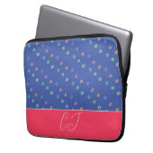 Monogram 2 Initials Trendy Blue Pattern Laptopschutzhülle (Vorderseite Links)