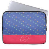 Monogram 2 Initials Trendy Blue Pattern Laptopschutzhülle (Vorderseite)