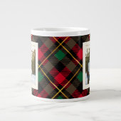 Monogram 2 Photo Rustic Green Red Plaid Christmas Jumbo-Tasse (Vorderseite)