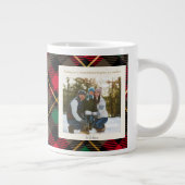 Monogram 2 Photo Rustic Green Red Plaid Christmas Jumbo-Tasse (Rechts)