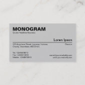 Monogram - 2 Tone Gray Shades Visitenkarte (Rückseite)