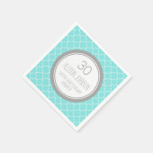 Monogram 30. Geburtstag Napkin Aqua Quatrefolie Serviette (Ecke)