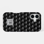 Monogram, 3D Black Geometric Pattern, Modern iPhone 16 Hülle (Rückseite (Horizontal))