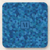 Monogram 3D Blue Cube Muster Getränkeuntersetzer (Vorderseite)