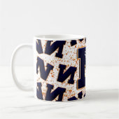Monogram 3D Name Navy Blue Orange Yellow Niedlich  Kaffeetasse (Links)