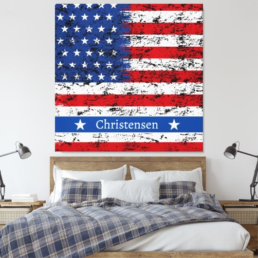 Monogram 4. July American Flag Patriotic Name Leinwanddruck (Insitu (Schlafzimmer))