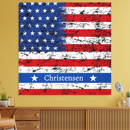 Monogram 4. July American Flag Patriotic Name Leinwanddruck (Insitu (Wohnzimmer))