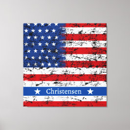 Monogram 4. July American Flag Patriotic Name Leinwanddruck