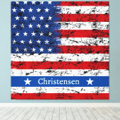 Monogram 4. July American Flag Patriotic Name Leinwanddruck (Insitu (Holzboden))