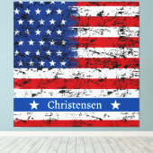 Monogram 4. July American Flag Patriotic Name Leinwanddruck (Insitu (Holzboden))