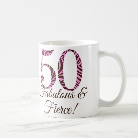 Monogram 50. Geburtstag Fabulous & Fierce Tasse (Rechts)