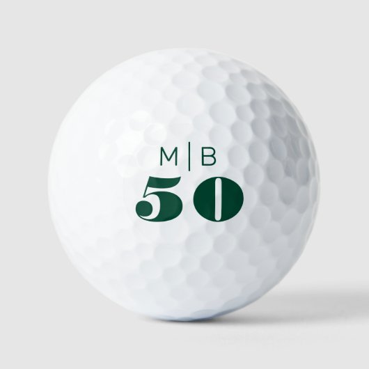 Monogram 50th Birthday Golfball (Vorderseite)