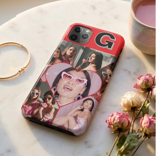 Monogram 6-Foto Collage Aquamarin iPhone Case