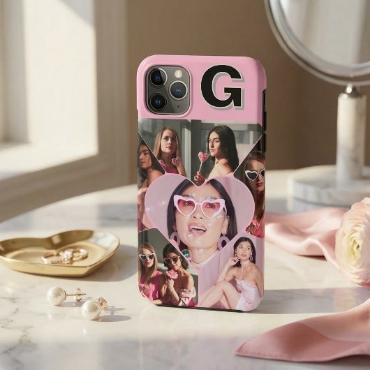 Monogram 6-Foto Collage Aquamarin iPhone Case