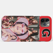 Monogram 6-Foto Collage Aquamarin iPhone Case (Rückseite (Horizontal))