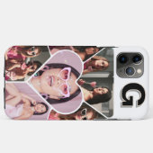 Monogram 6-Foto Collage Aquamarin iPhone Case (Rückseite (Horizontal))