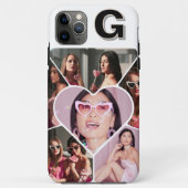 Monogram 6-Foto Collage Aquamarin iPhone Case (Rückseite)