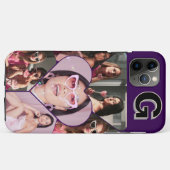 Monogram 6-Foto Collage Aquamarin iPhone Case (Rückseite (Horizontal))