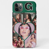 Monogram 6-Foto Collage Aquamarin iPhone Case (Rückseite)