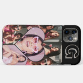 Monogram 6-Foto Collage Aquamarin iPhone Case (Rückseite (Horizontal))