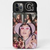 Monogram 6-Foto Collage Aquamarin iPhone Case (Rückseite)