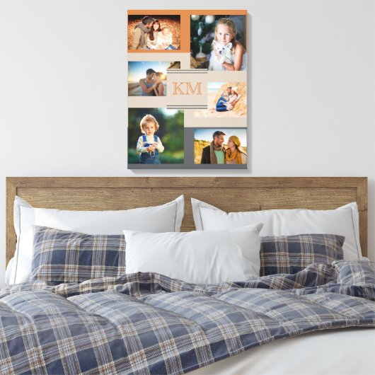 Monogram 6 Foto-Collage auf Warm und Trendy Leinwanddruck (Insitu (Schlafzimmer))