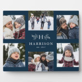 Monogram 6 Foto Collage Familienname rustikale Mar Fotoplatte (Vorderseite)