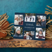 Monogram 6 Foto Collage Familienname rustikale Mar Fotoplatte (Seite)