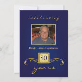 Monogram 80. Geburtstagsparty Einladungen Foto (Vorderseite)