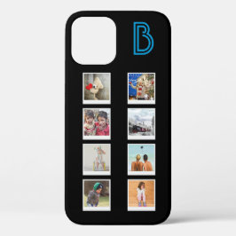 Monogram 8 Foto Template Collage Modern Blue Case-Mate iPhone Hülle