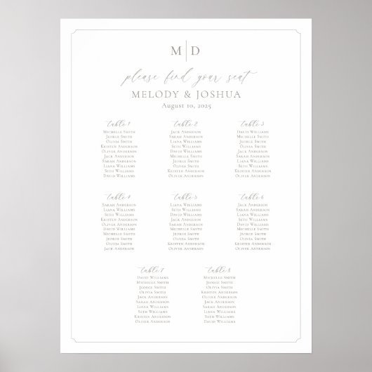 Monogram 8 Tables Seekartenrahmen Poster (Vorne)